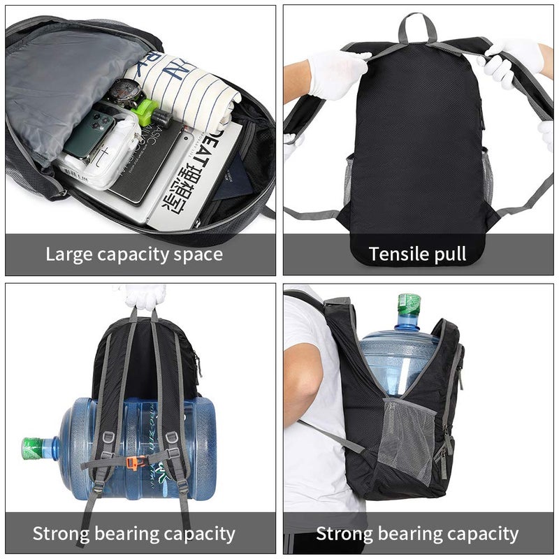 FENGDONG 35L Lightweight Foldable Waterproof Packable Travel Hiking Backpack Daypack for men women Black - Image 5
